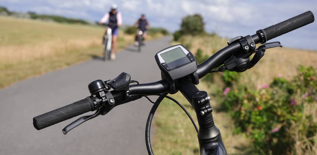 bike standing at the edge of bike path for a break